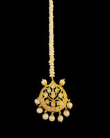 DJTK501 Traditional Hyderabadi Moissanite Polki Tika with Freshwater Pearls ( READY TO SHIP )