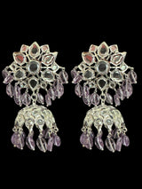 Khushi long necklace with earrings in real amethyst beads ( READY TO SHIP )