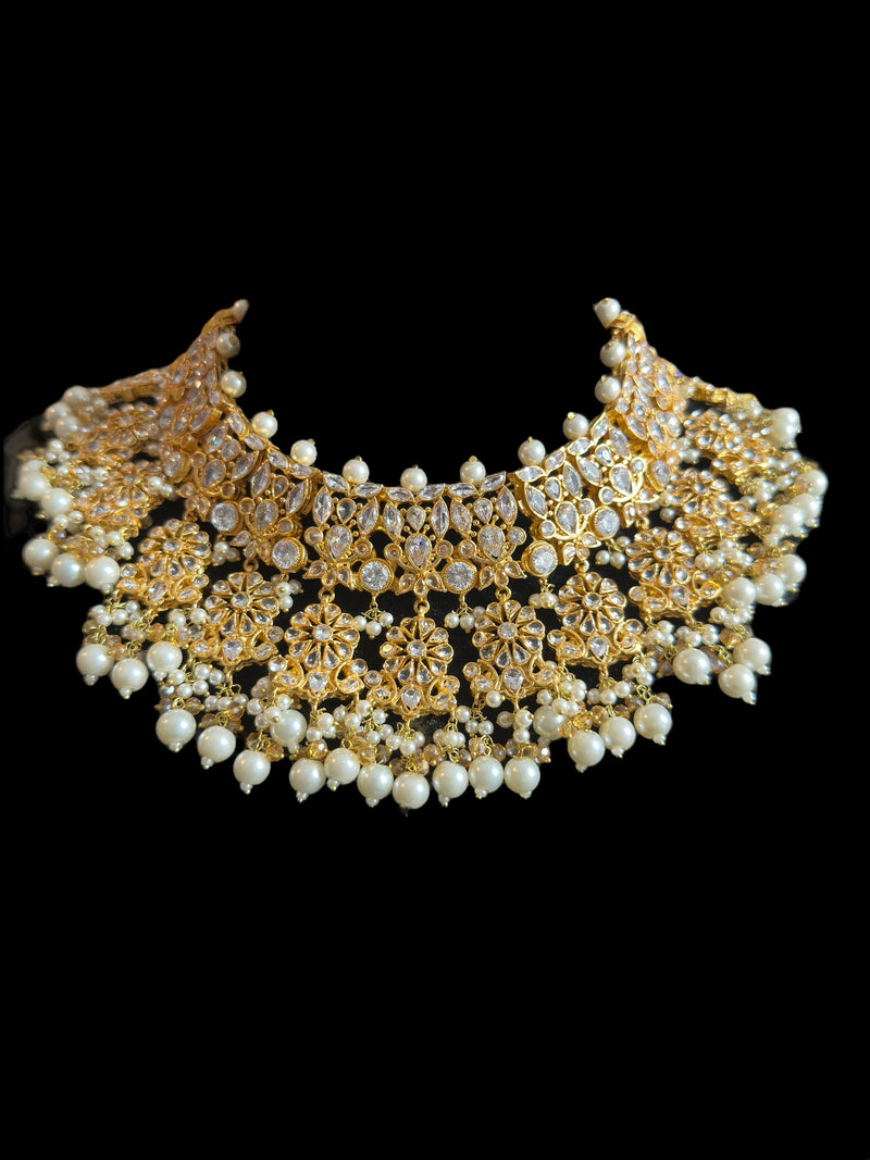 JIMENA bridal set in zircon and pearls ( READY TO SHIP )