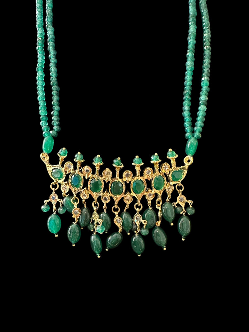 PS512 Tirmani with chandbali in green beads ( READY TO SHIP )