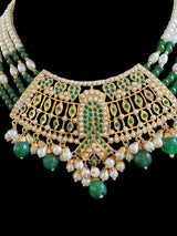 DNS64 Khudra punjabi Jadau necklace set in green ( SHIPS IN 4 WEEKS )