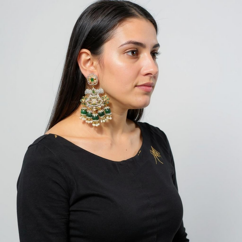Laiha gold plated earrings - Green ( READY TO SHIP )