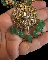 DLN136 Asif Jaahi Haar – Long Necklace with Earrings - Light green beads ( READY TO SHIP )