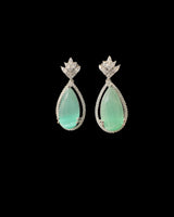 Cz pendant earrings set in mint with silver plating ( READY TO SHIP )
