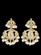 Turquoise pearl gold plated silver earrings with fresh water pearls ( SHIPS IN 3 WEEKS )