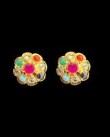 Akriti pendant with studs - Navratan ( READY TO SHIP )
