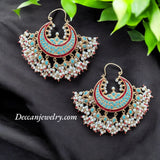 DER638 Turquoise Ruby chandbali earrings ( READY TO SHIP )