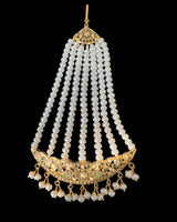Gold-Plated 92.5 Silver Emerald & Freshwater Pearl Hyderabadi Jhoomar (Passa) ( READY TO SHIP )