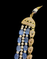 DLN135 Gold-Plated Jadau Rani Haar with Earrings – Medium Length - Purple ( READY TO SHIP )