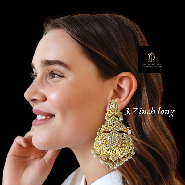 DER623  pearl jadau earrings ( READY TO SHIP )