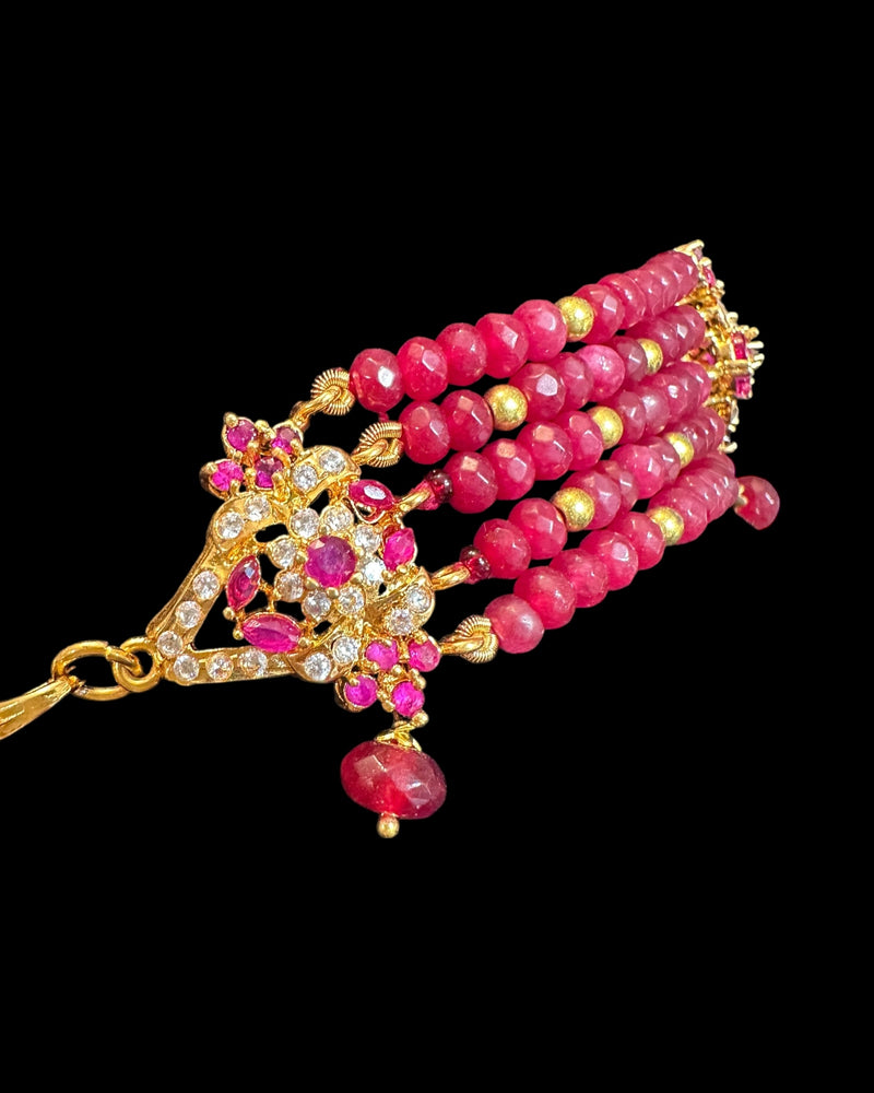C576 Zarifa Ruby zircon Gold-Plated Choker with Earrings ( READY TO SHIP )