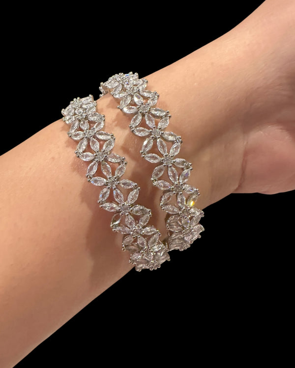 B815 Silver-Plated Cubic Zirconia Bangles ( READY TO SHIP )