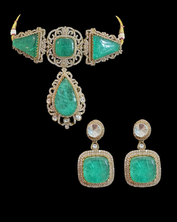 C573 TASHA doublet choker - green / emerald ( READY TO SHIP )