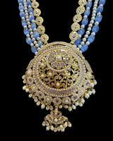 DLN135 Gold-Plated Jadau Rani Haar with Earrings – Medium Length - Purple ( READY TO SHIP )