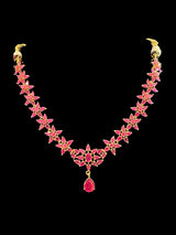 DNS133 Cz ruby necklace with earrings ( READY TO SHIP )