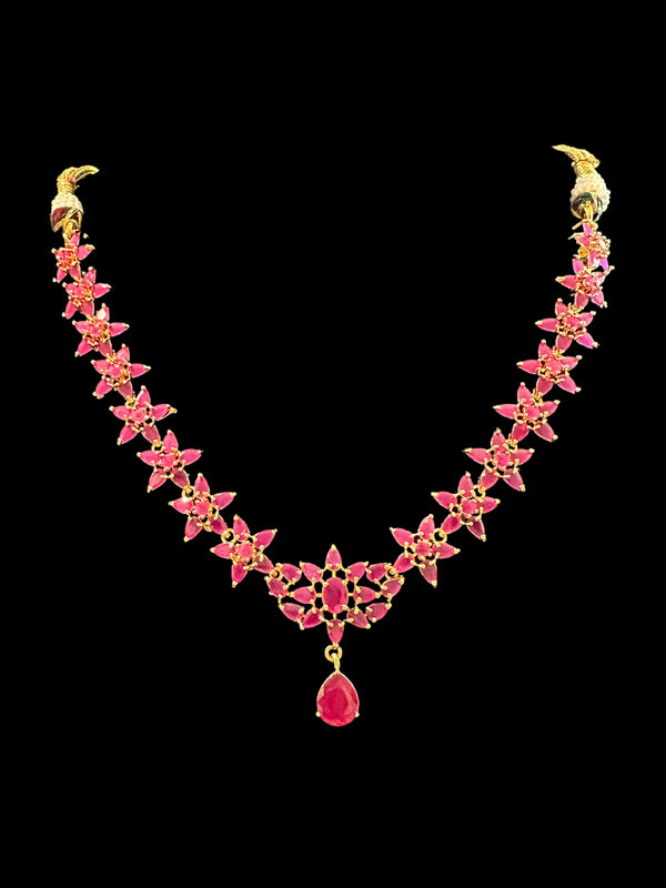 DNS133 Cz ruby necklace with earrings ( READY TO SHIP )