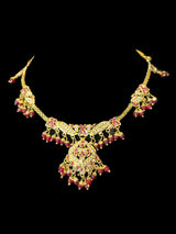 DNS118 jadau necklace in ruby pearl  ( READY TO SHIP )