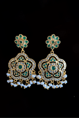 PS328 Shahla emerald  with fresh water pearl pendant set ( READY TO SHIP )