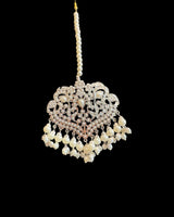 DJTK373 Neeli silver plated jadau tika with pearls ( READY TO SHIP )