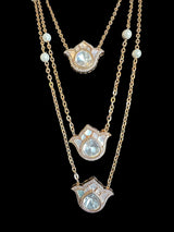 PS532 Eliza rose gold plated necklace and earrings in mother of pearl ( READY TO SHIP )