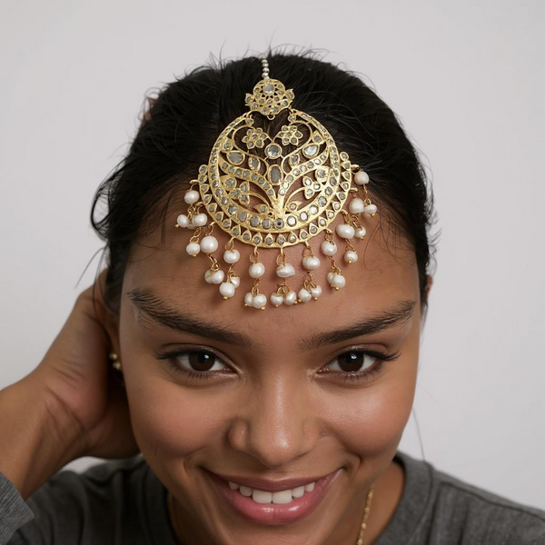 DJTK365 Noora oversized tika in fresh water pearls( READY TO SHIP )