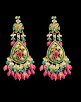 C597 Ruby, Emerald & Pearl Gold-Plated Choker Set | Semi-Precious Stones | Bridal Jewelry ( READY TO SHIP )