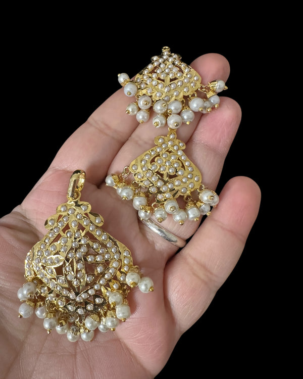PS544 Ayeza jadau pearl  pendant set ( READY TO SHIP )