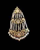 DJHR158 Hyderabadi Gold-Plated Moissanite Polki Jhumar with Freshwater Pearls ( READY TO SHIP )