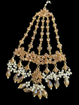 Kafiya bridal set in golden / champagne  stones and beads ( READY TO SHIP )