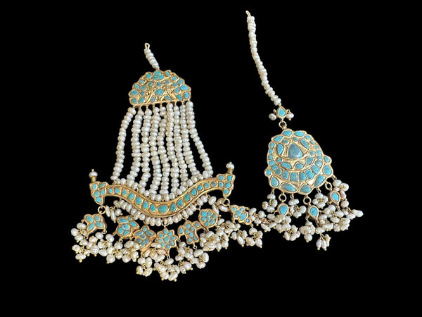 Anuja jhoomar tika in feroza/ turquoise ( READY TO SHIP )