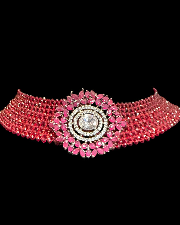 Arushi Cz necklace  - ruby ( READY TO SHIP)