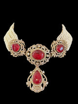 C531 Victorian choker set in ruby  ( READY TO SHIP )