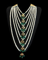 Hyderabadi Satlada in fresh water pearls and  Emeralds – Ready to Ship