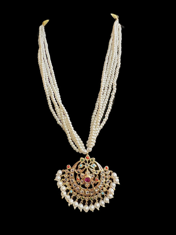 PS338   Nihar pendant set ( navratan ) (READY TO SHIP )