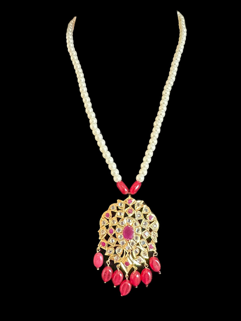 PS517 Neelam shell pearl pendant set in ruby ( READY TO SHIP  )