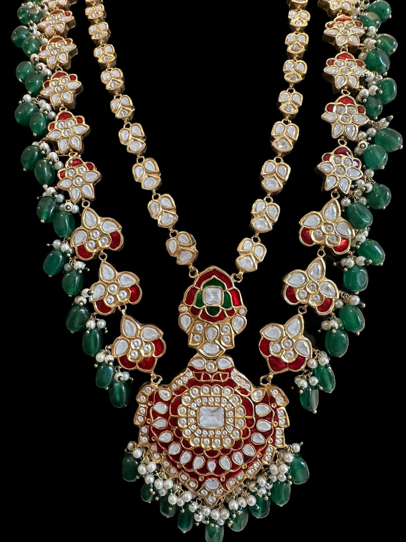 Subah long meenakari Rani haar with earrings ( READY TO SHIP )