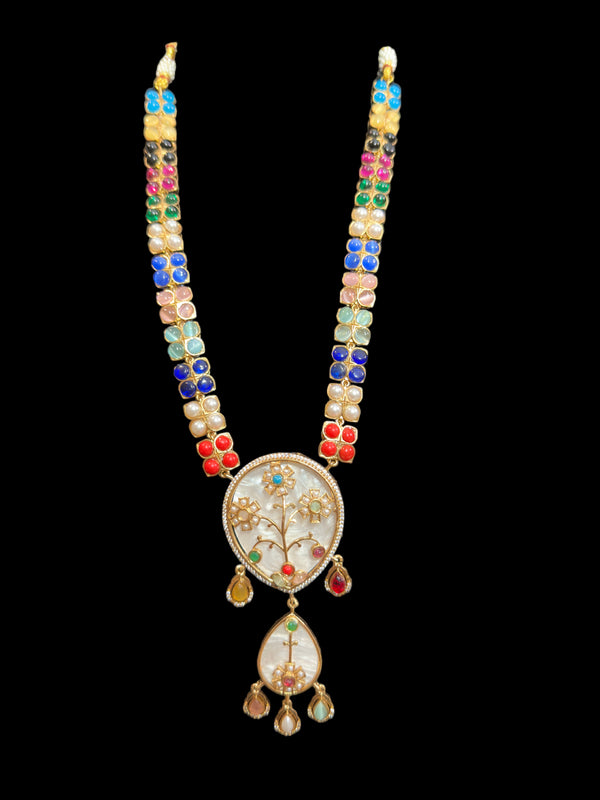 DNS134 kundan necklace set - Navratan ( READY TO SHIP )