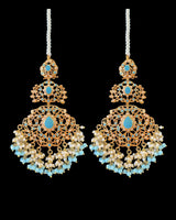 Zeba jadau earrings in turquoise pearl ( READY TO SHIP )