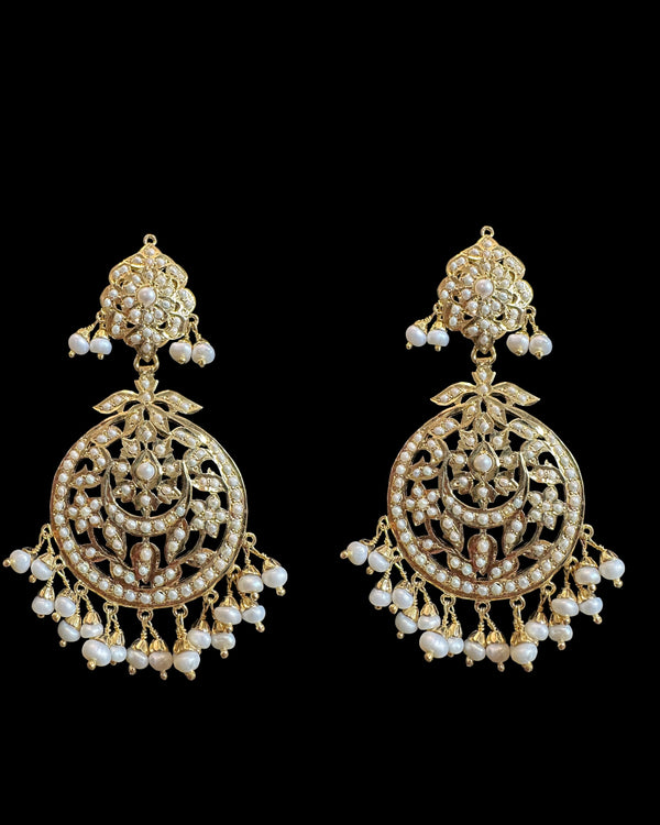 Gold-Plated Jadau Silver Earrings in Freshwater Pearls ( READY TO SHIP )