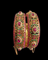 B822 multicolor Bangles in Ruby, Emerald & Pearls ( READY TO SHIP )