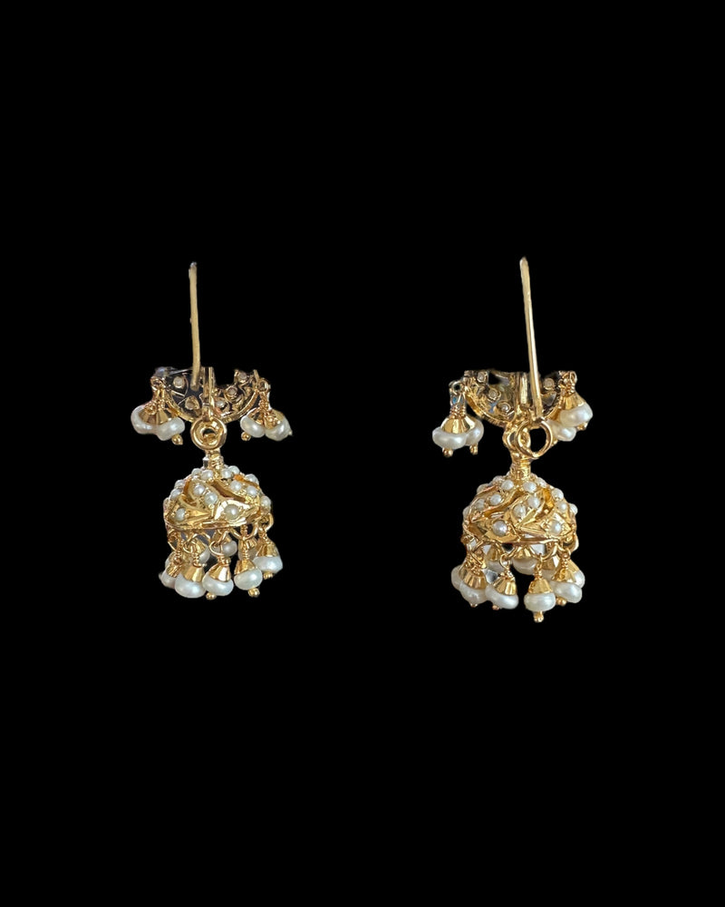 Gold-Plated Silver jhumka Earrings with Freshwater Pearls ( READY TO SHIP)