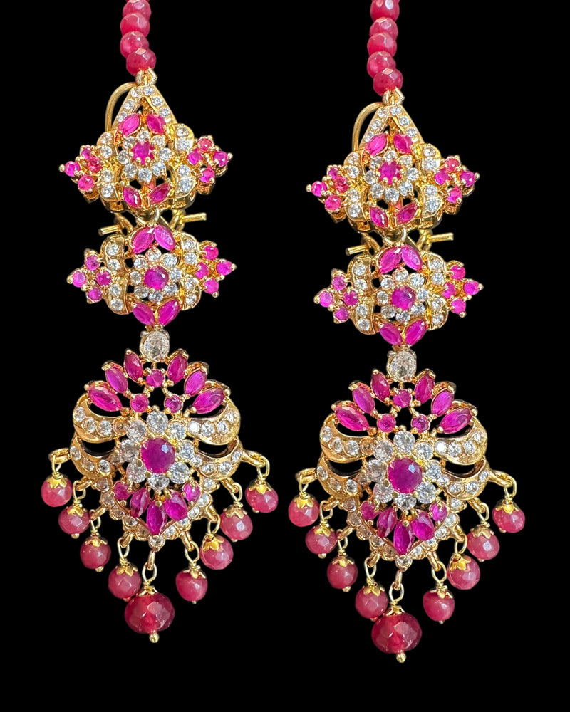 C576 Zarifa Ruby zircon Gold-Plated Choker with Earrings ( READY TO SHIP )