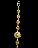 Gold-Plated 925 Silver Ruby Emerald Freshwater Pearl Bracelet ( READY TO SHIP )