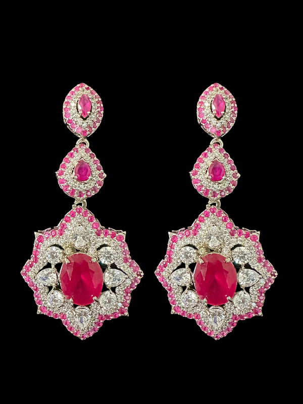 DER604R Cz earrings - Ruby ( READY TO SHIP )