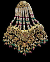 Jadau Jhoomar in Ruby, Emerald & Pearls – Gold Plated 92.5 Silver | Traditional Hyderabadi ( READY TO SHIP )