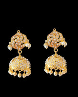 ER14 Gold plated jadau jhumka in pearls ( READY TO SHIP )
