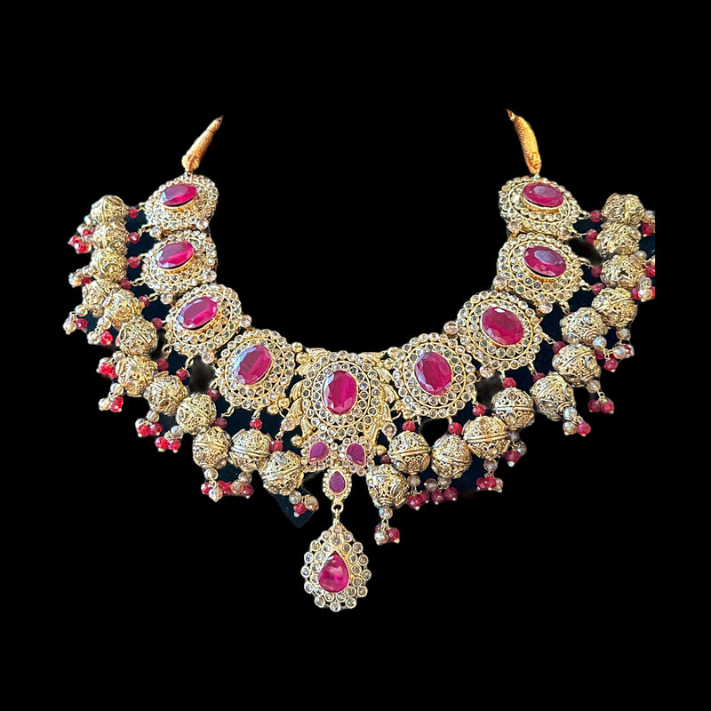 DNS92 Anika necklace in rubies  (READY TO SHIP)