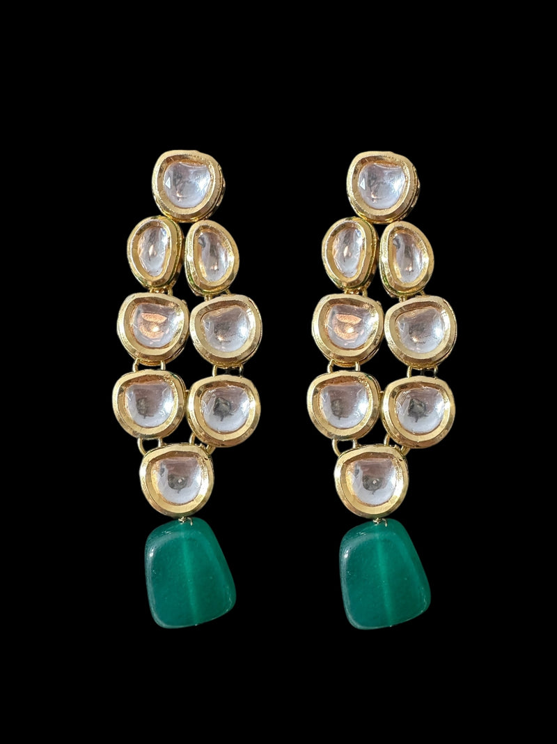 DNS199 Leila high quality ac kundan necklace with earrings in green ( READY TO SHIP  )