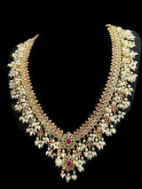 Safa guttapusalu  necklace set in rubies (READY TO SHIP )