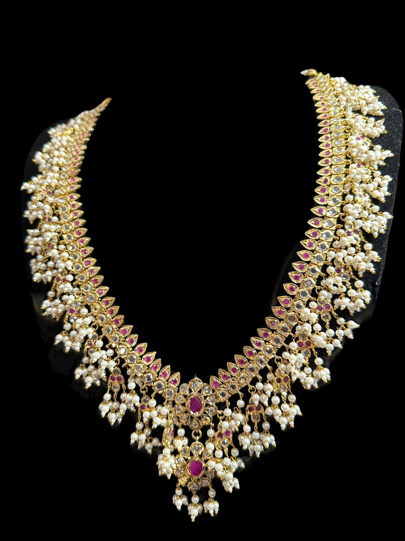 Safa guttapusalu  necklace set in rubies (SHIPS IN 3 WEEKS )